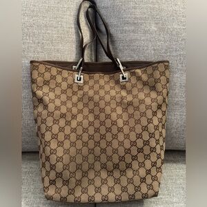 GUCCI Brown GG Canvas Tote
